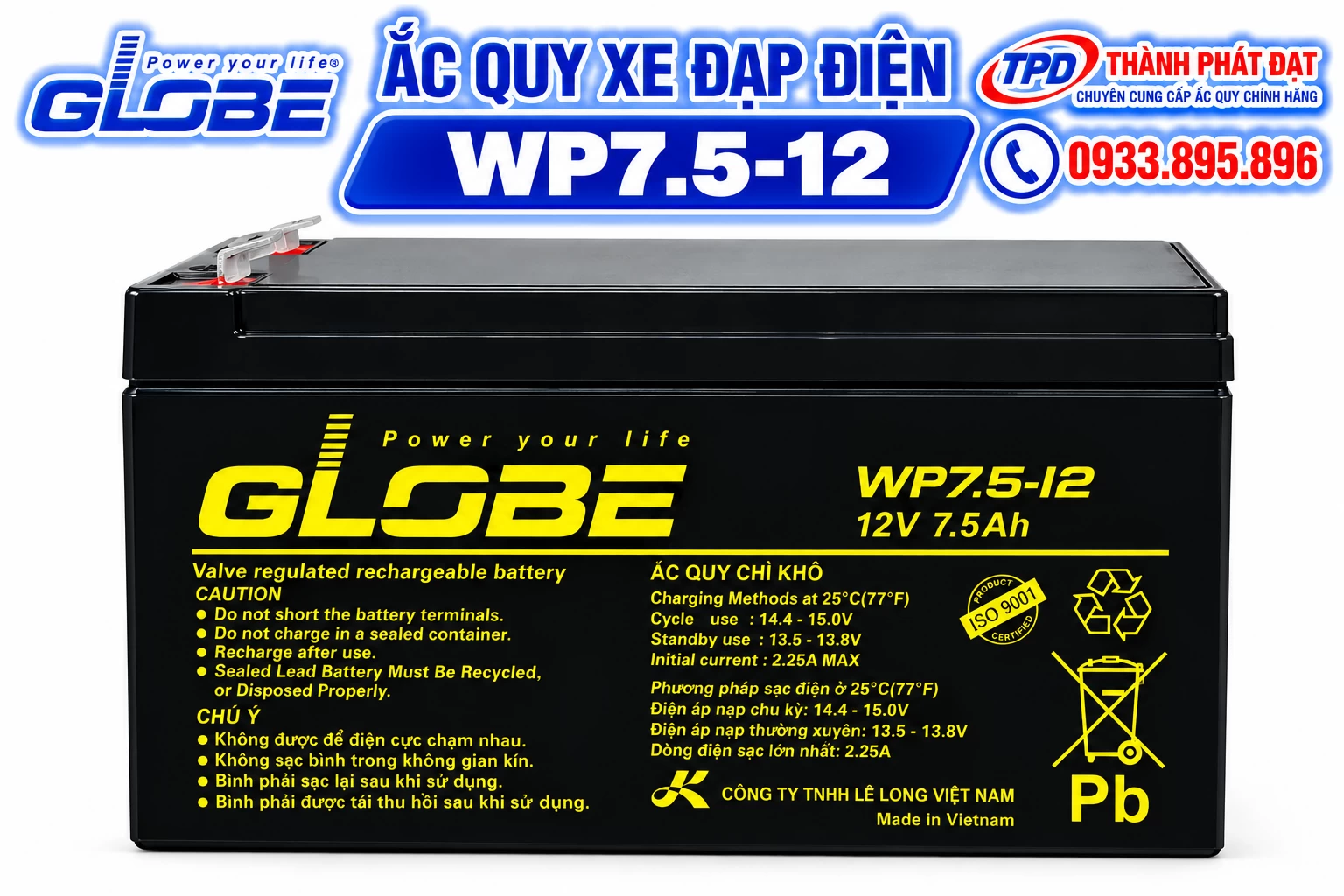 Ắc Quy Globe WP7.5-12 7.5AH