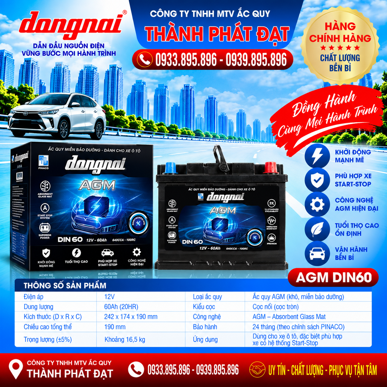 ắc quy đồng nai agm din60 60ah