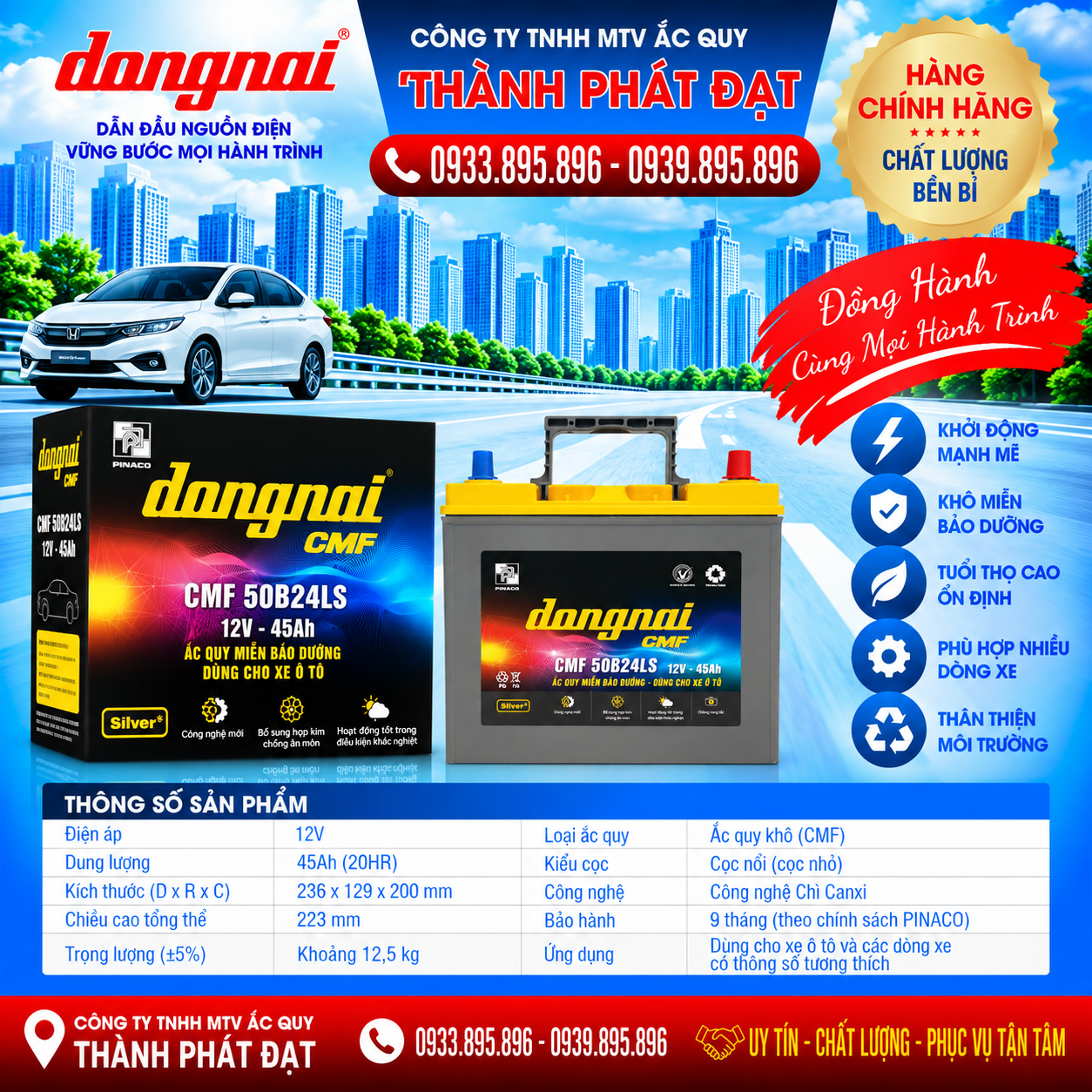 ắc quy đồng nai cmf 50b24ls 45ah