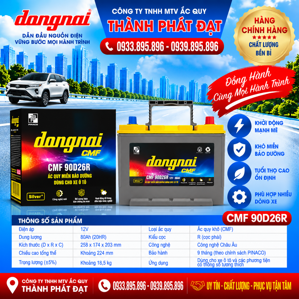 ắc quy đồng nai cmf 90d26r 80ah