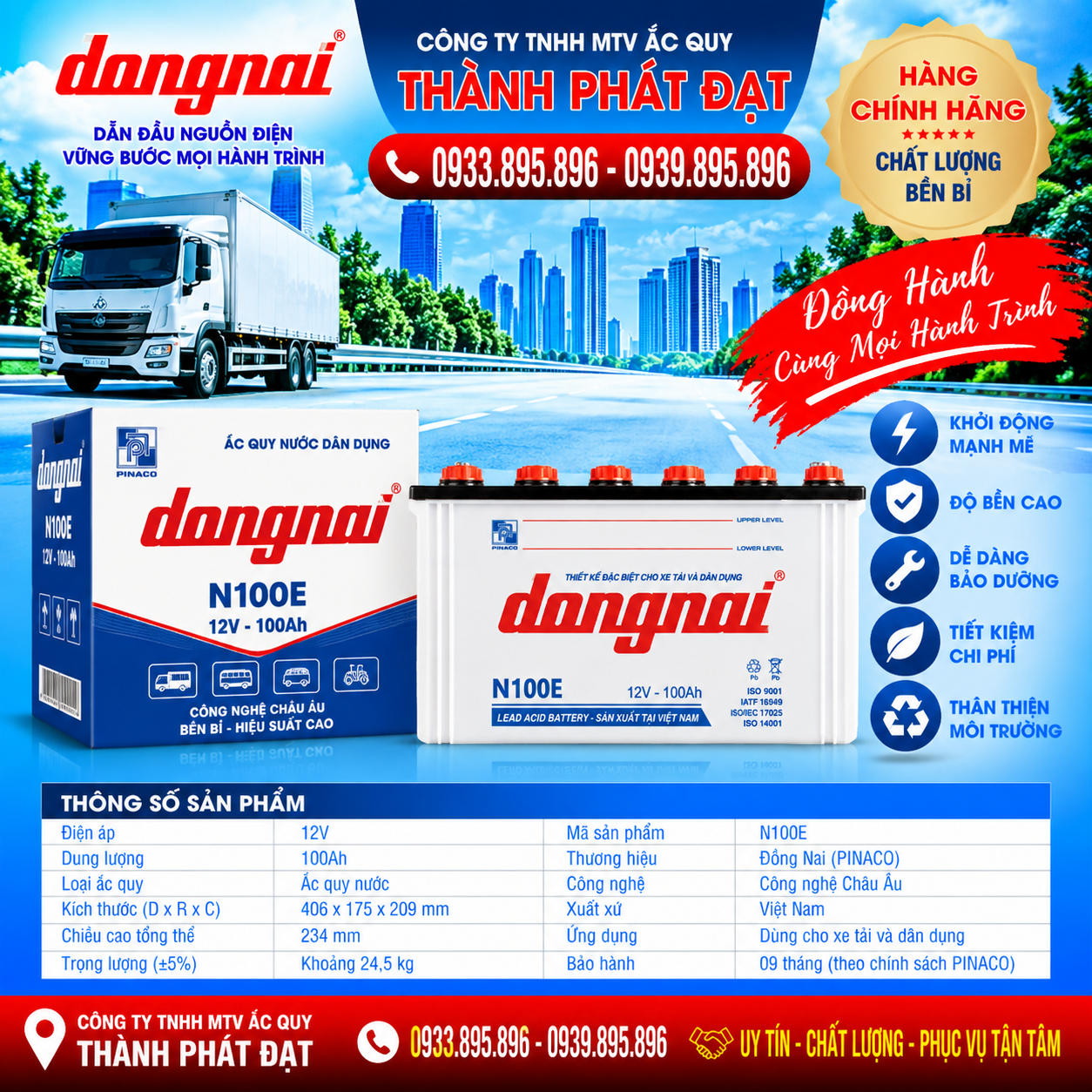 ắc quy đồng nai n100e 100ah