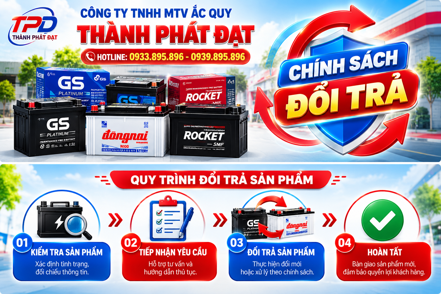 chính sách đổi trả ắc quy