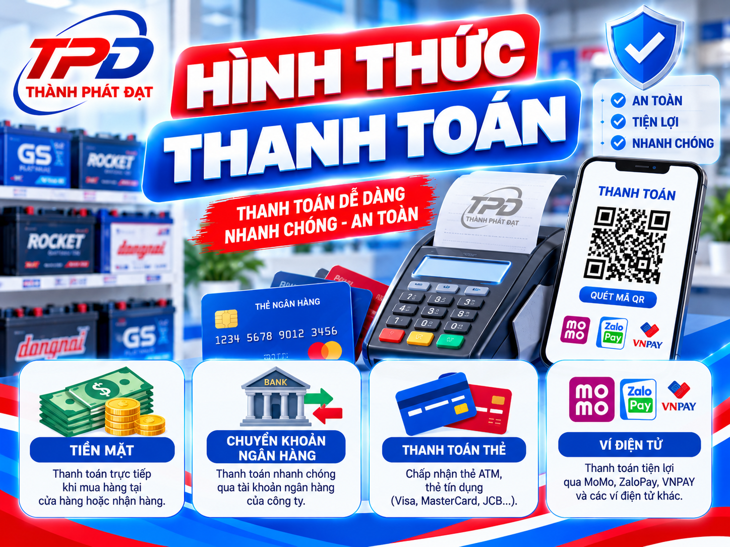 hình thức thanh toán khi mua ắc quy
