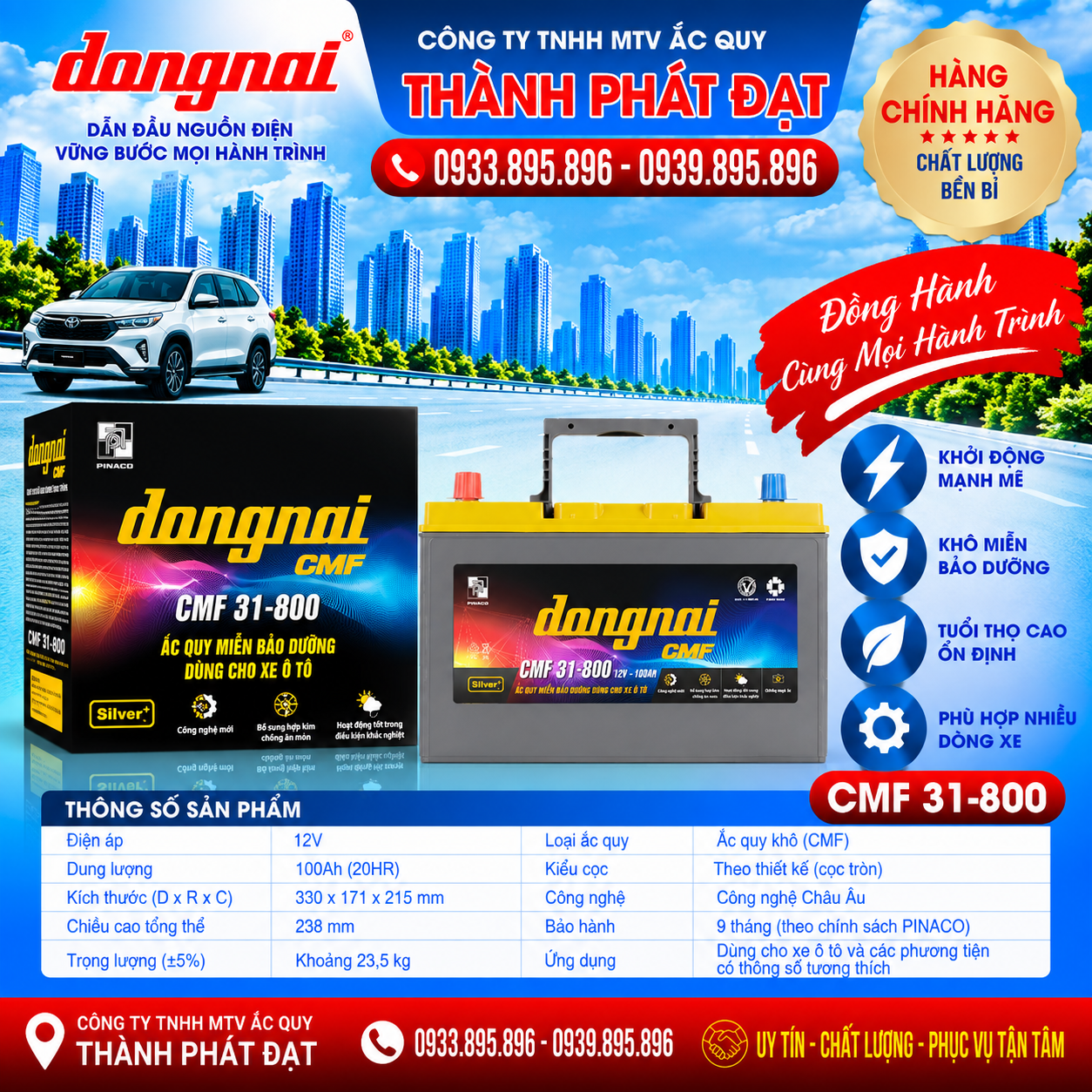 ắc quy đồng nai cmf 31800 100ah