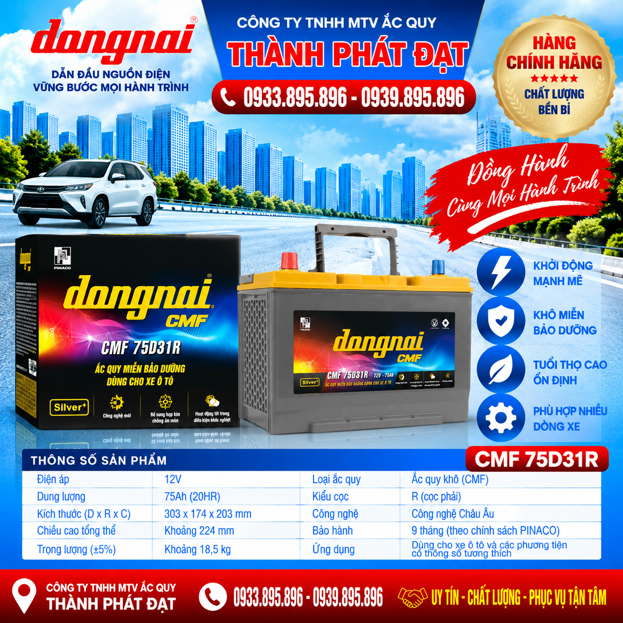 ắc quy đồng nai cmf 75d31r 75ah