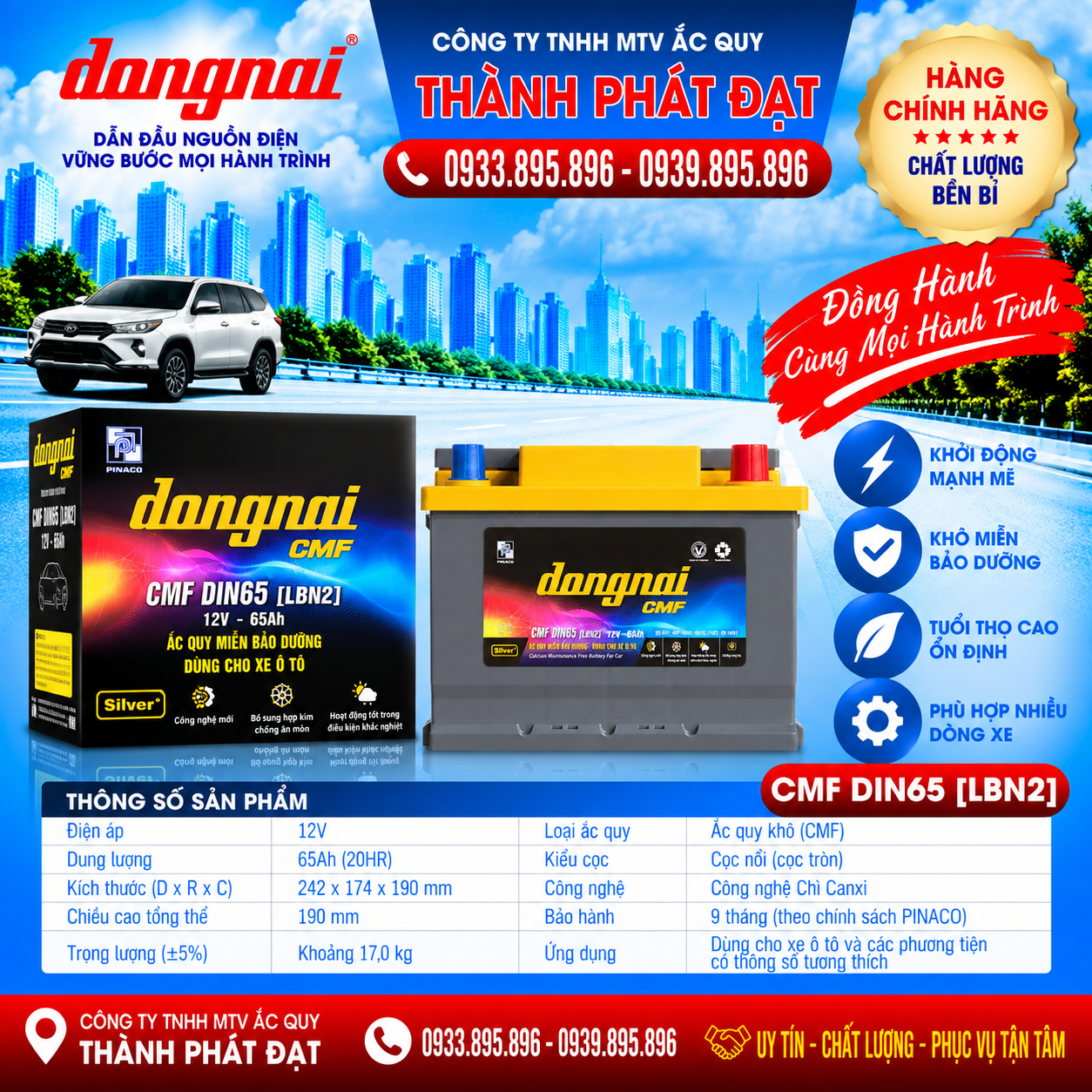 ắc quy đồng nai cmf din65 lbn 65ah