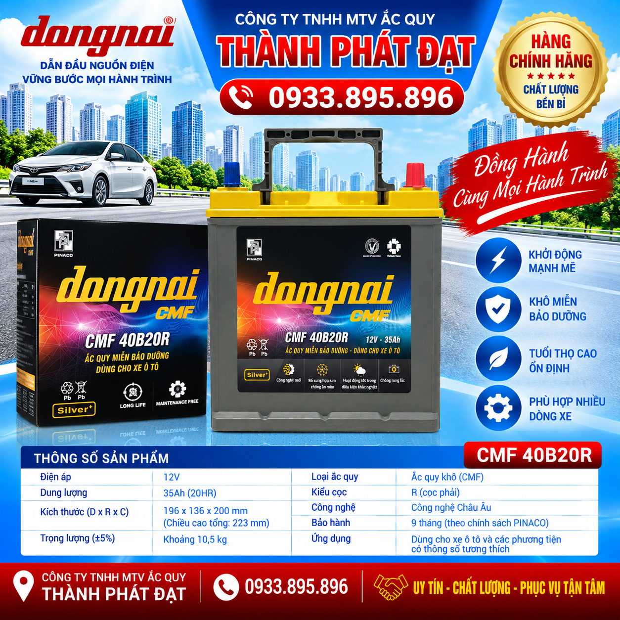 ắc quy đồng nai cmf 40b20r 35ah