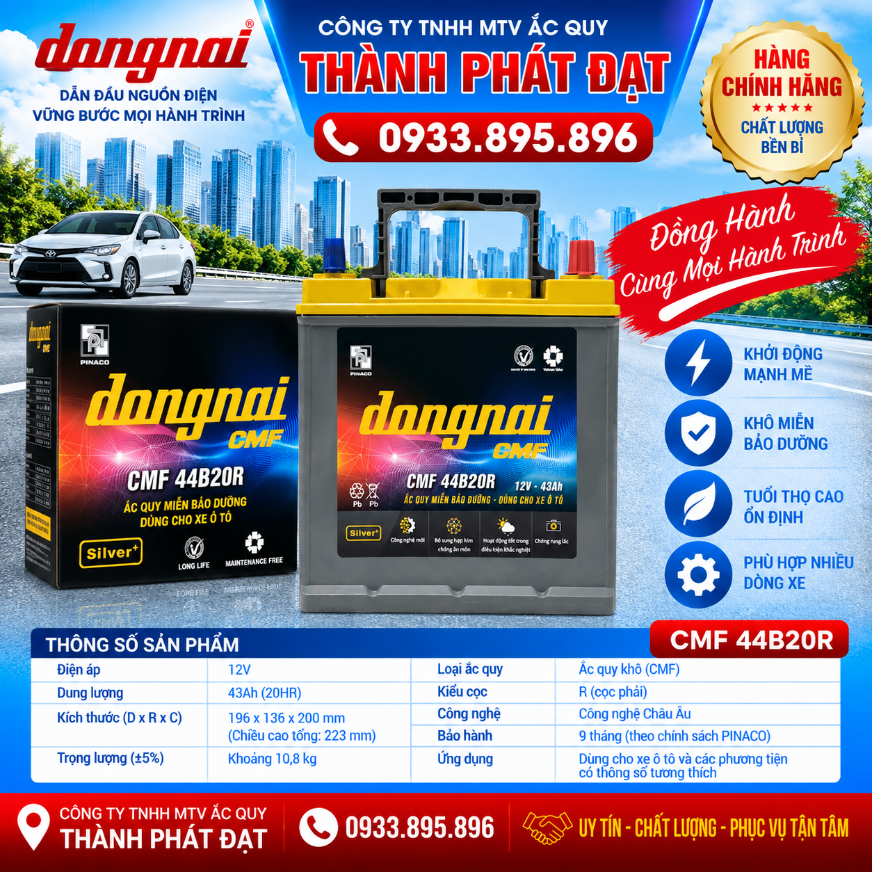 ắc quy đồng nai cmf 44b20r 43ah