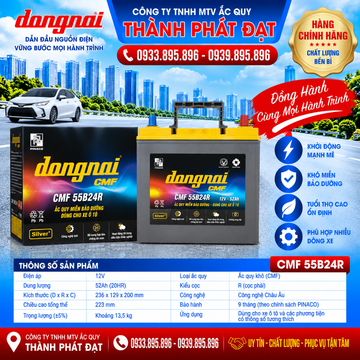 ắc quy đồng nai cmf 55b24r 52ah