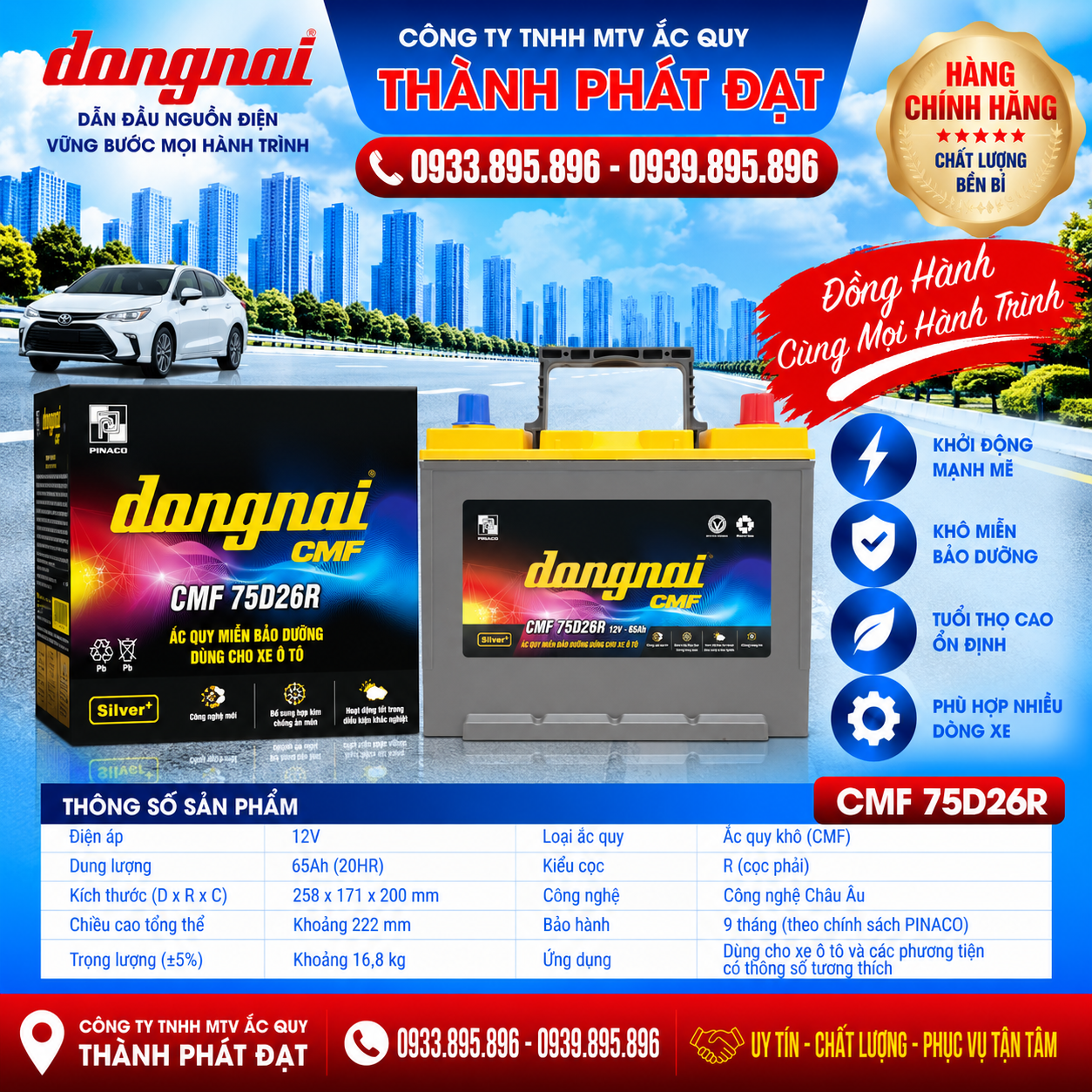 ắc quy đồng nai cmf 75d26r 65ah
