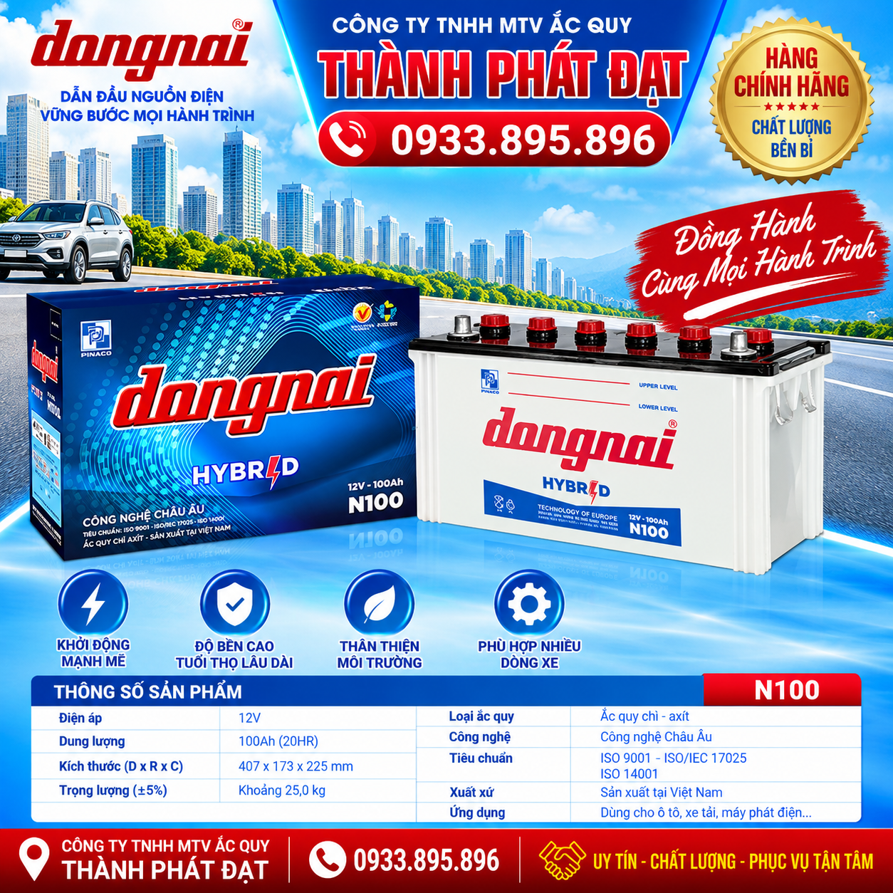 ắc quy đồng nai n100 100ah
