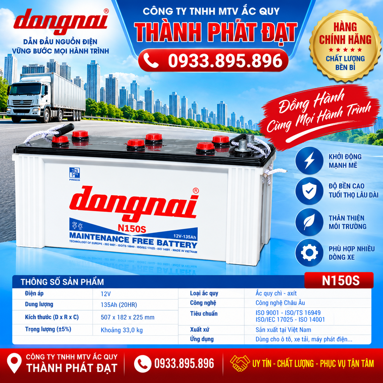 ắc quy đồng nai n150s 135ah