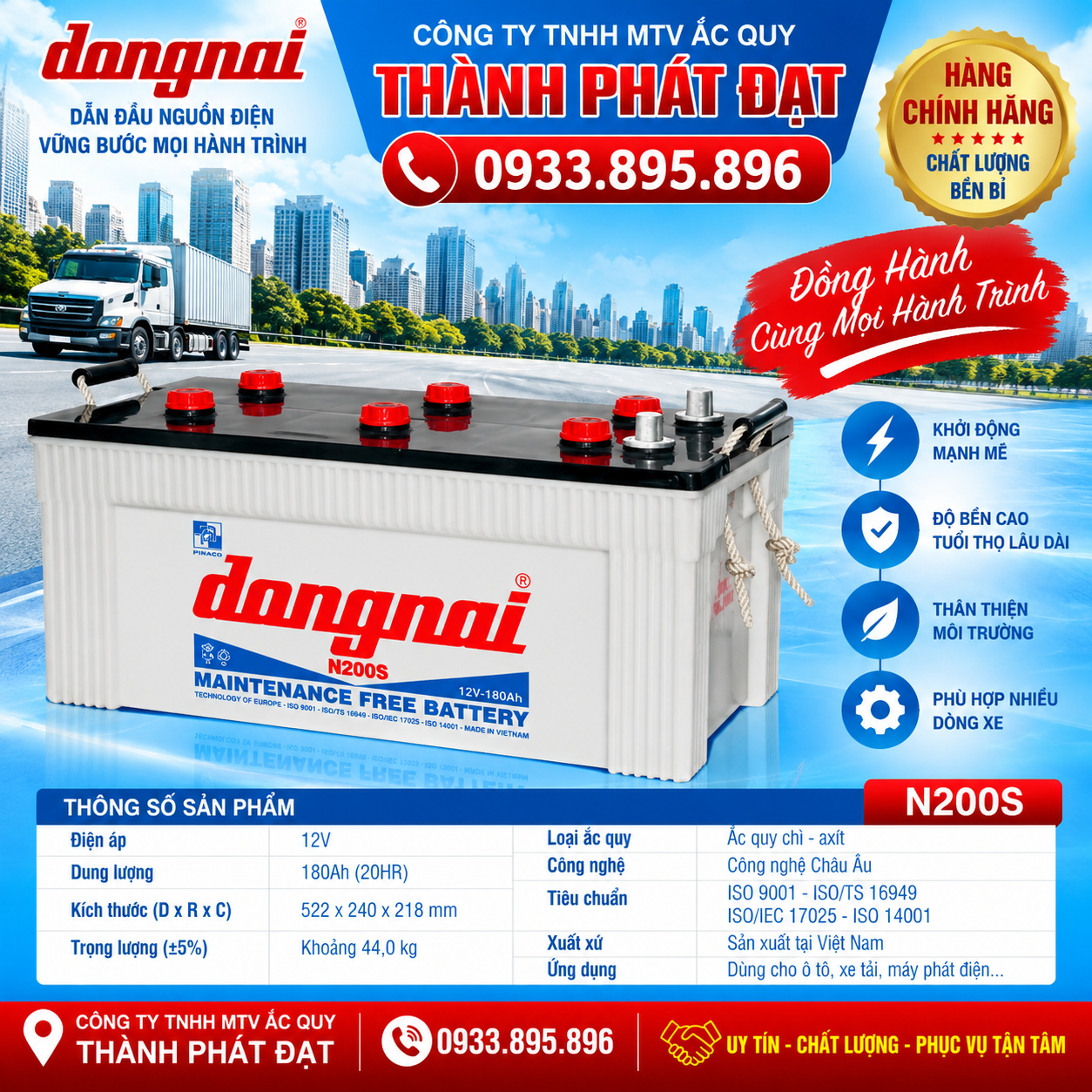 ắc quy đồng nai n200s 180ah