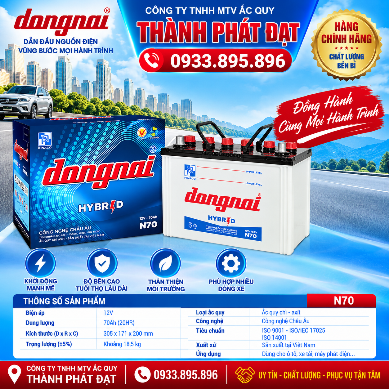 ắc quy đồng nai n70 70ah