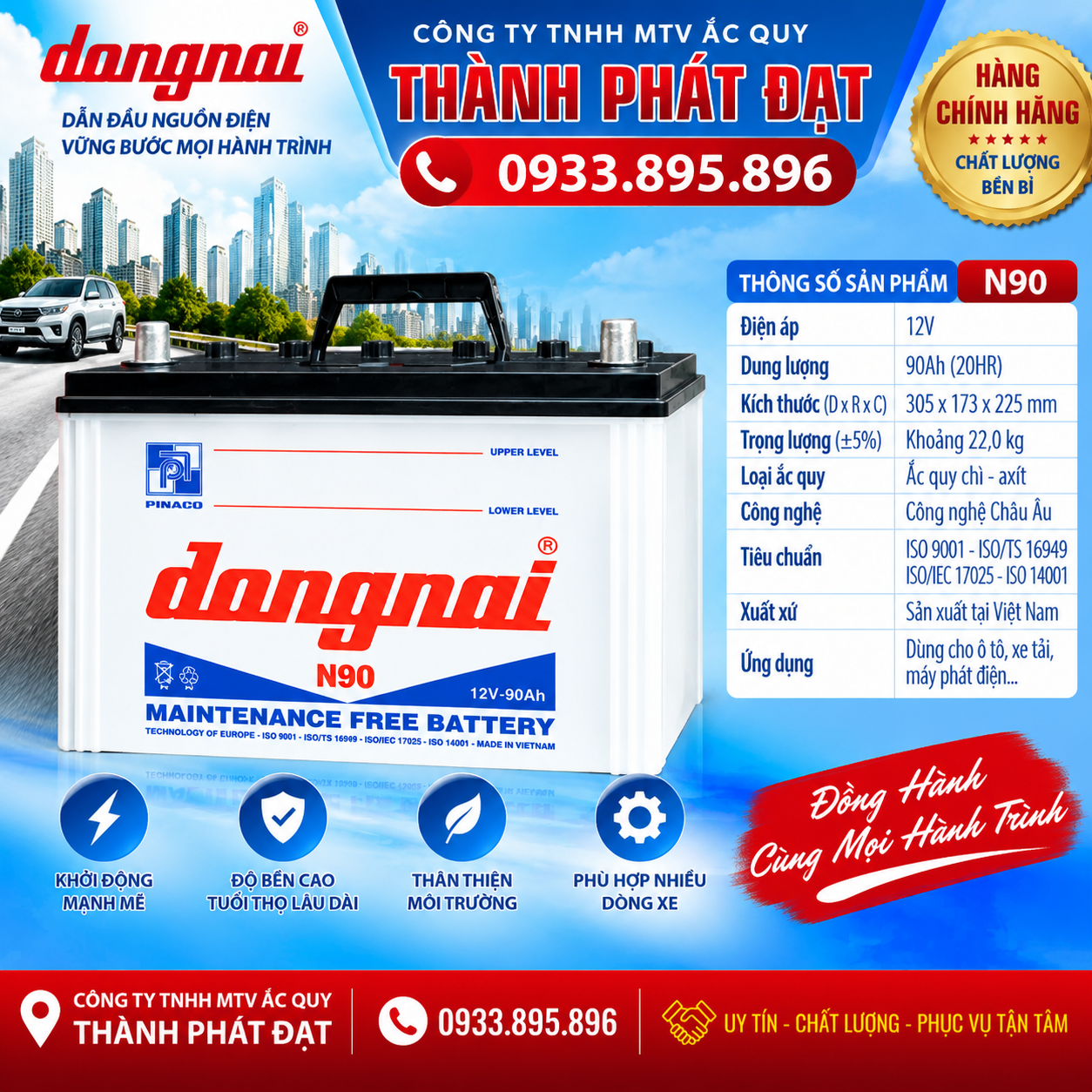 ắc quy đồng nai n90 90ah