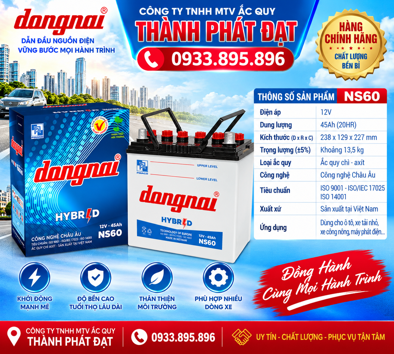 ắc quy đồng nai ns60 45ah