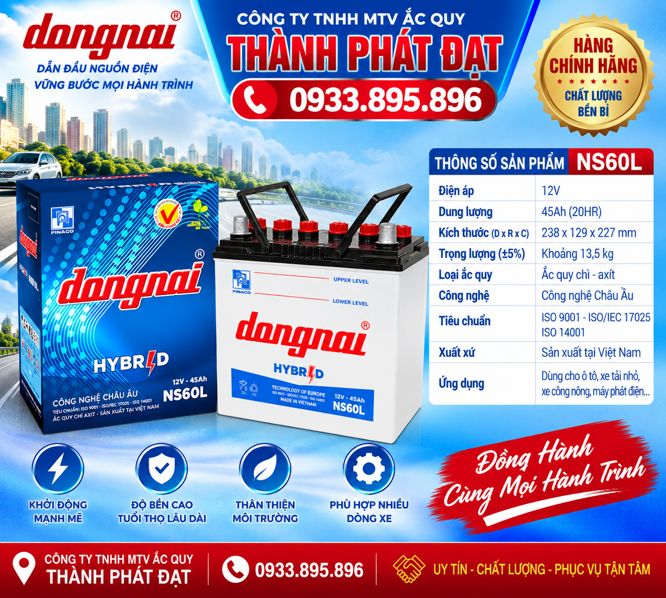 ắc quy đồng nai ns60l 45ah