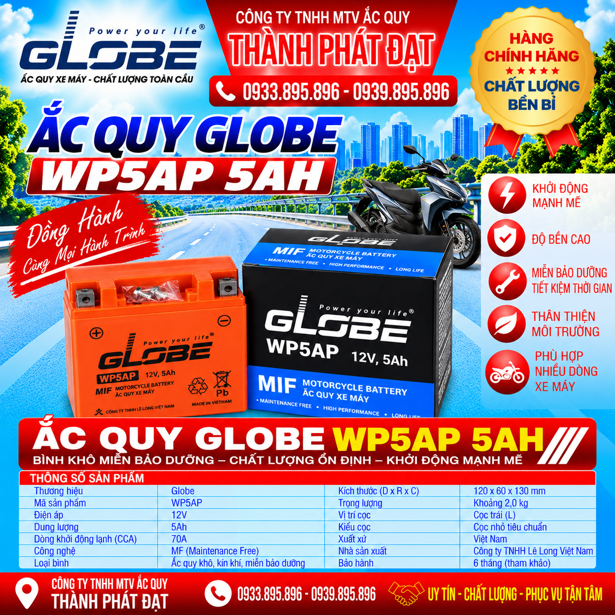 ắc quy globe wp5ap 5ah