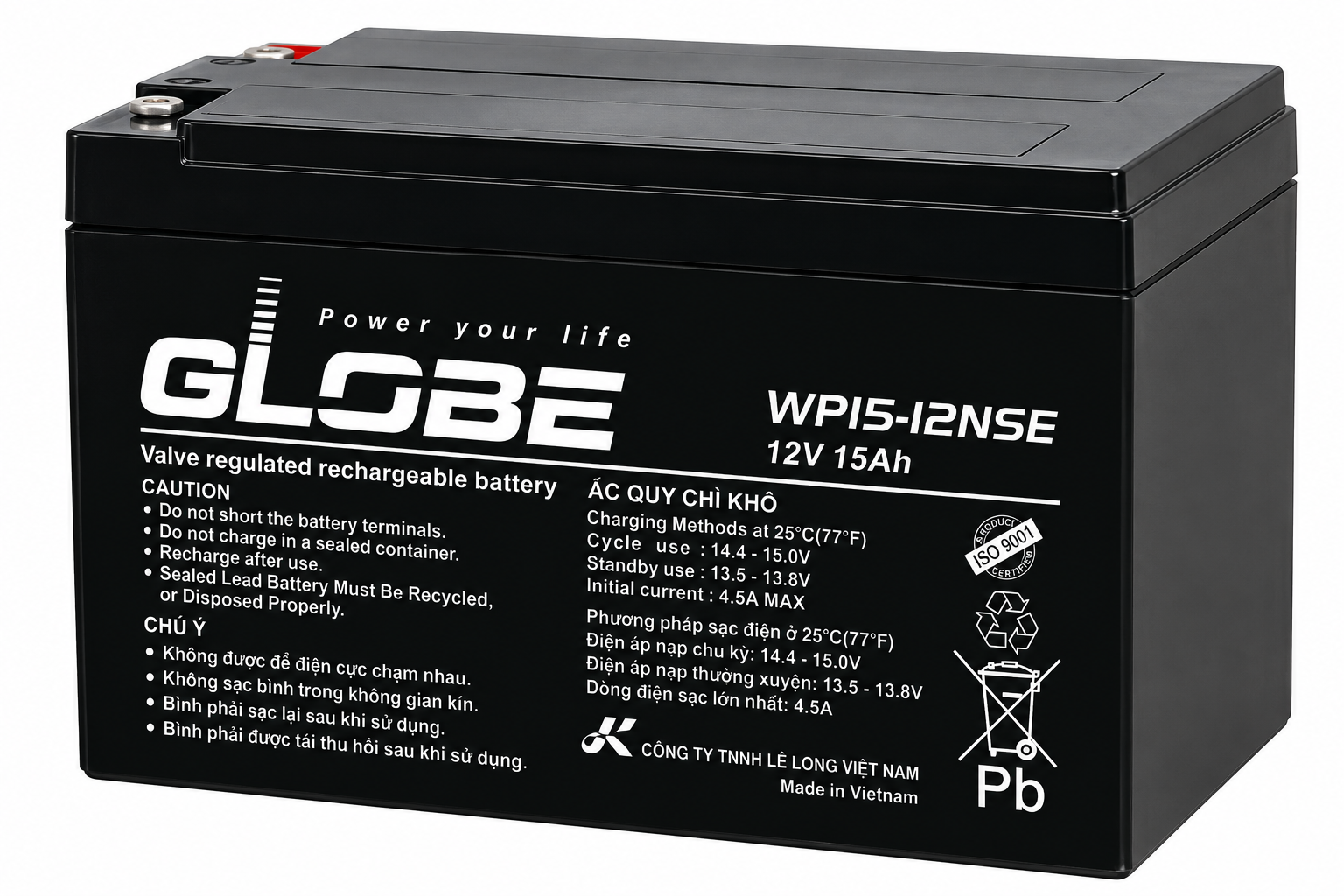 ắc quy globe wp15-12nse 15ah