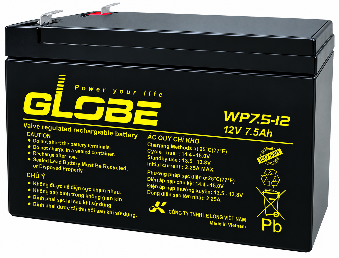 ắc quy globe wp7.5-12 7.5ah