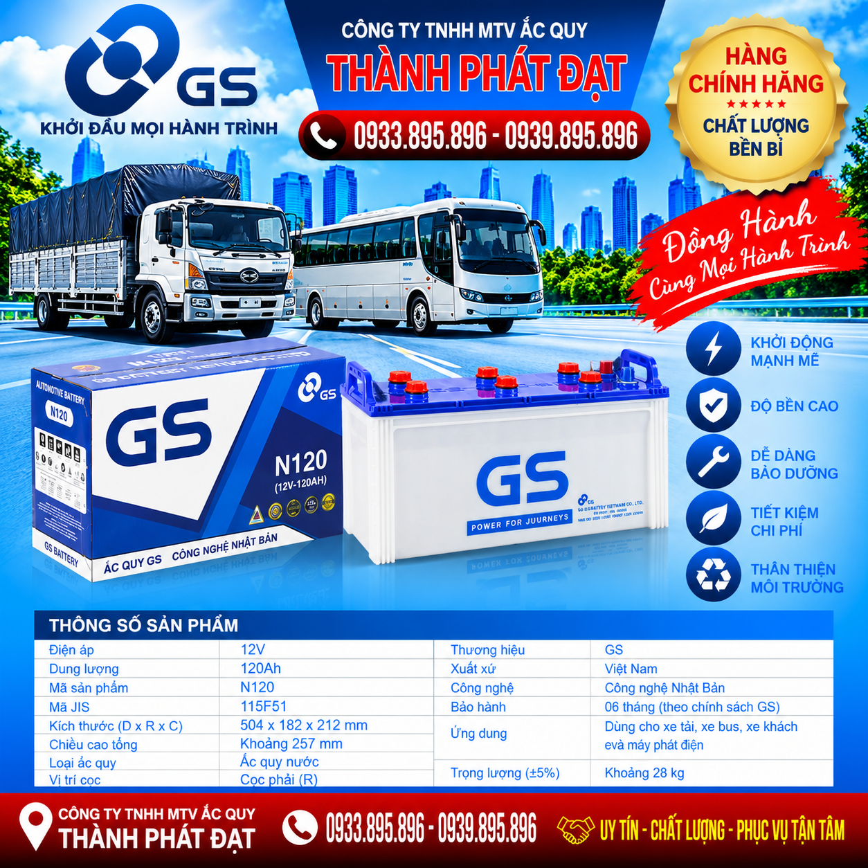 ắc quy gs n120 120ah