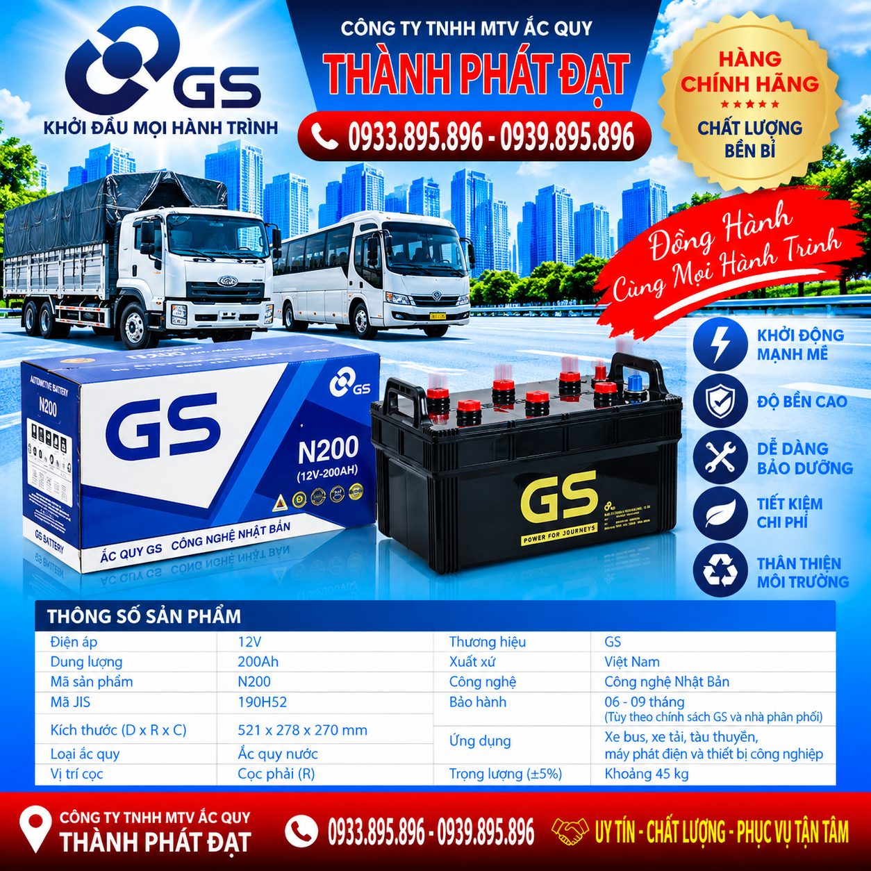 ắc quy gs n200 200ah