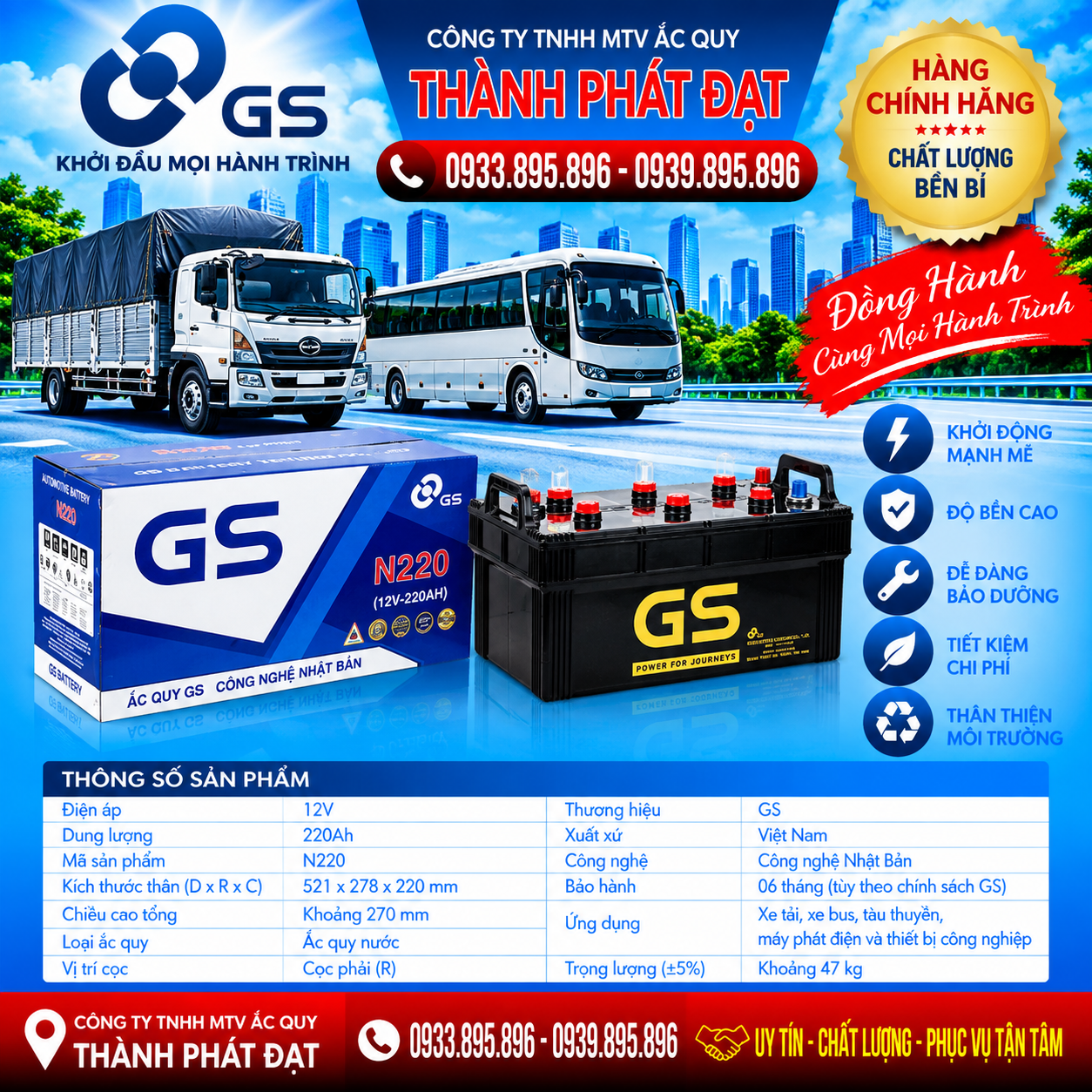 ắc quy gs n220 220ah