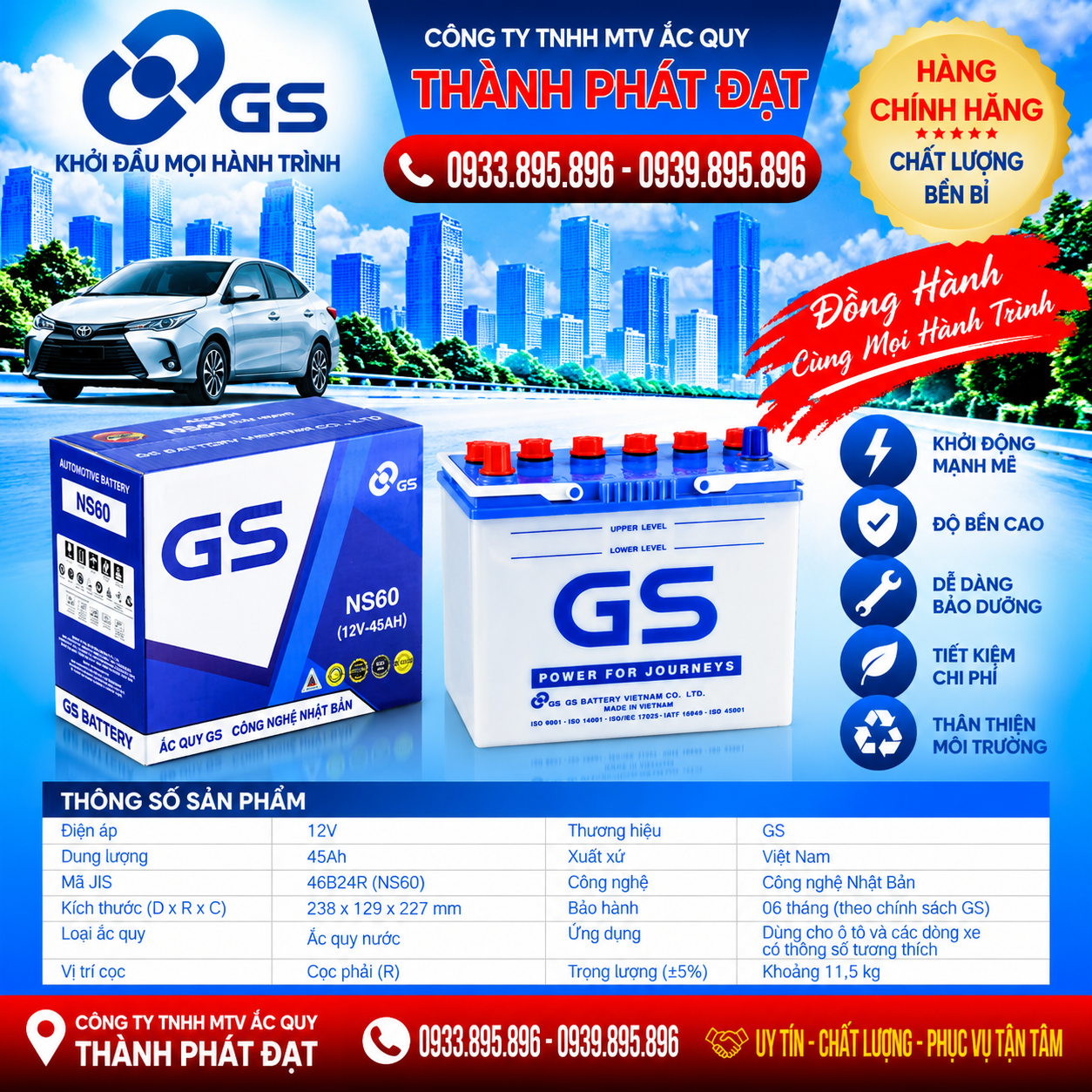 ắc quy gs ns60 45ah