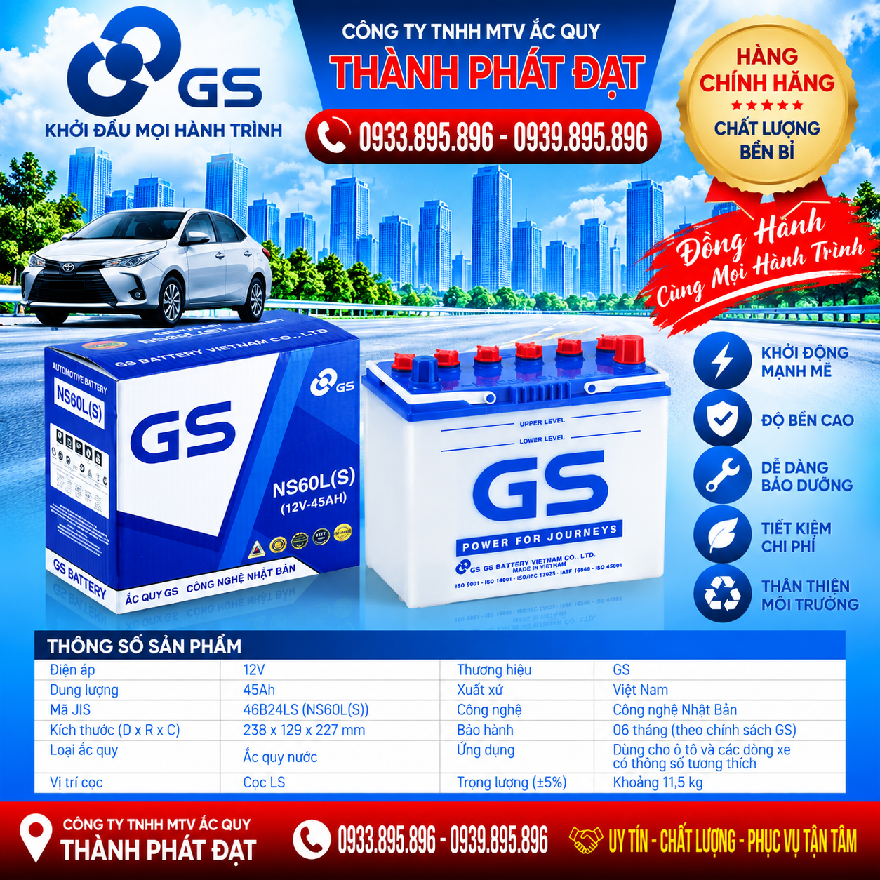 ắc quy gs ns60ls 45ah