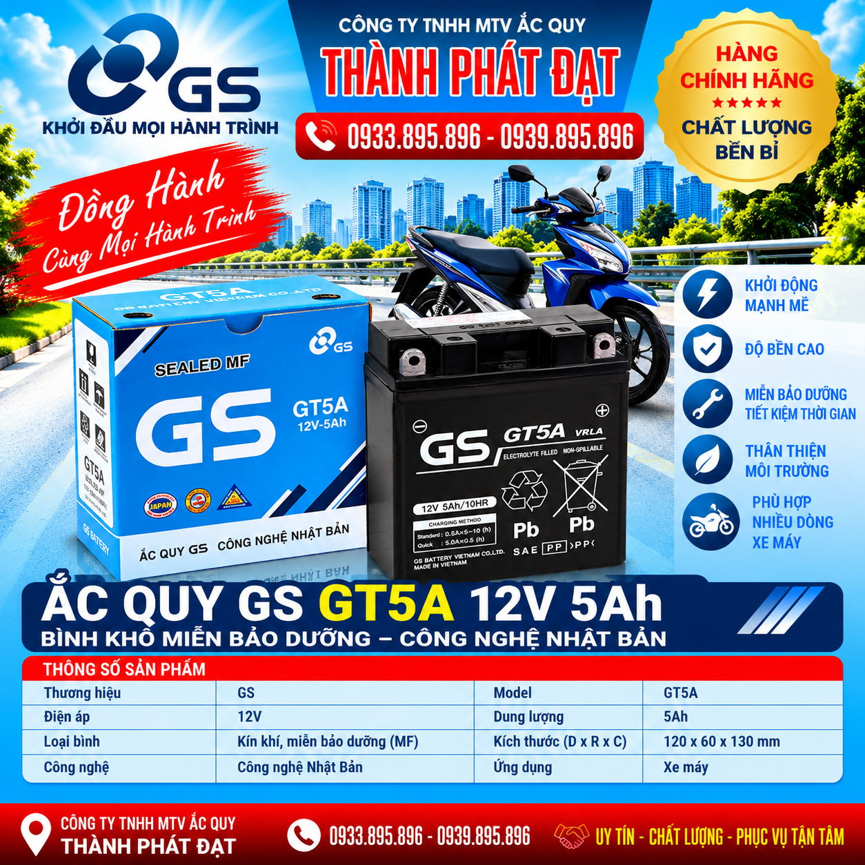 ắc quy gs gt5a 5ah