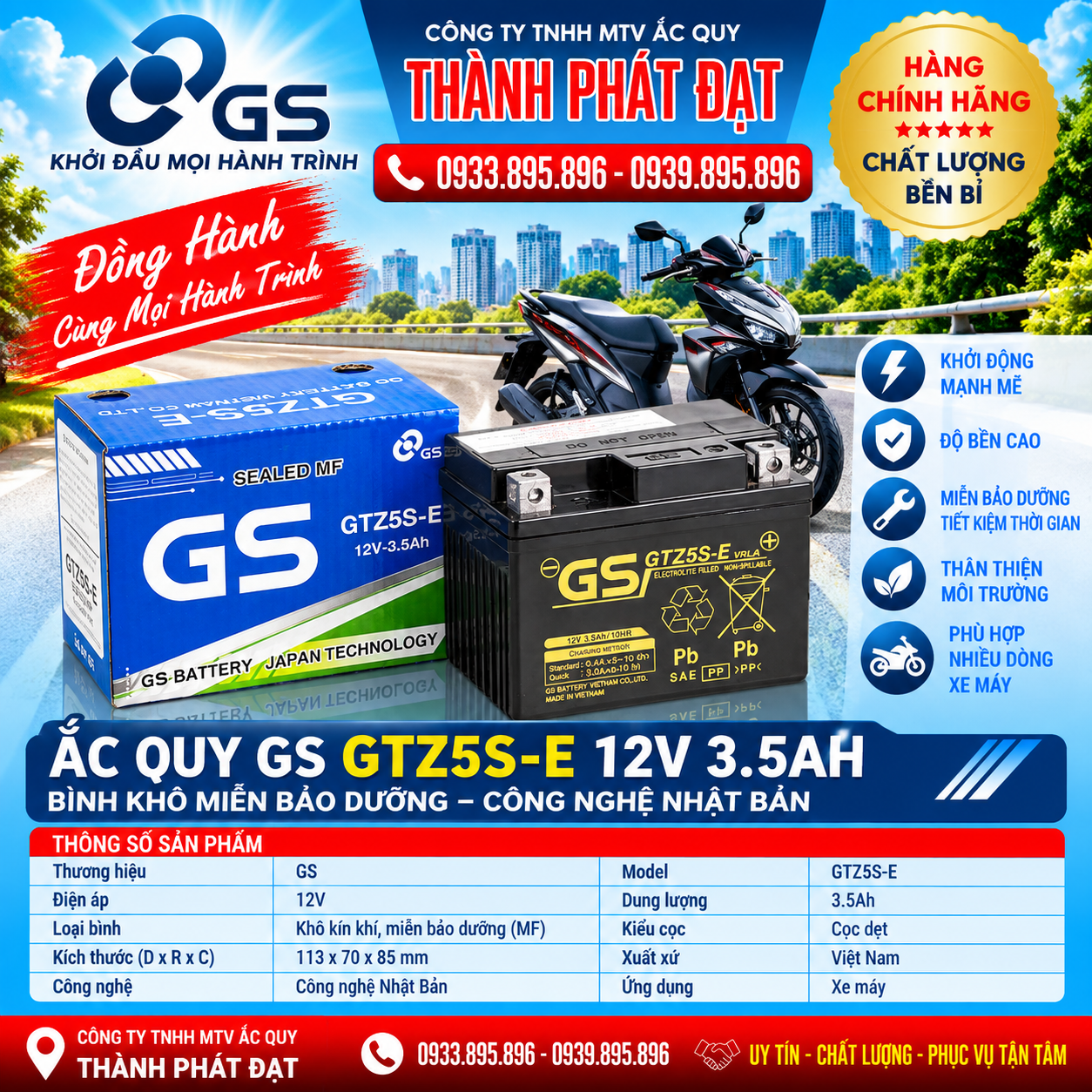 ắc quy gs gtz5s-e 3.5AH