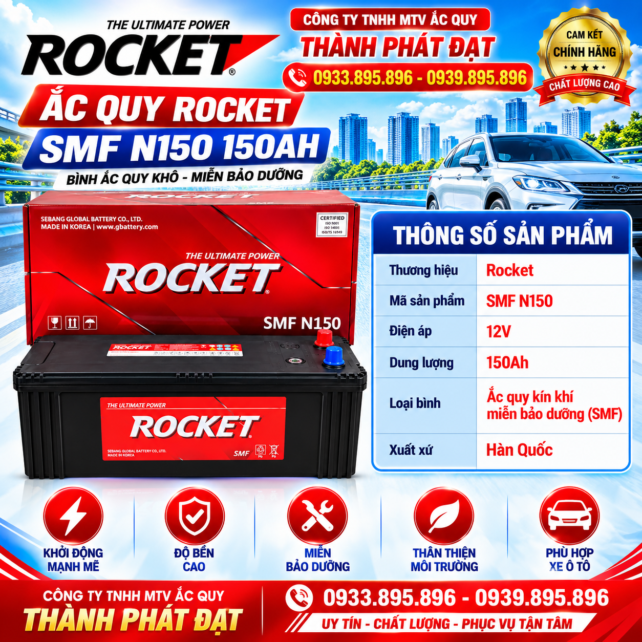 ắc quy rocket smf n150 150ah