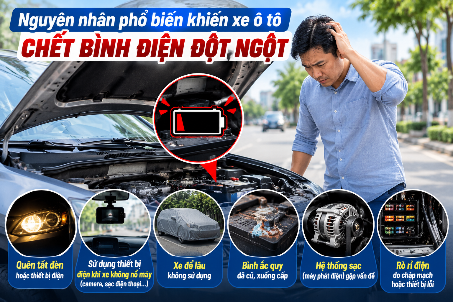 cứu hộ ắc quy ô tô tại Tam Bình