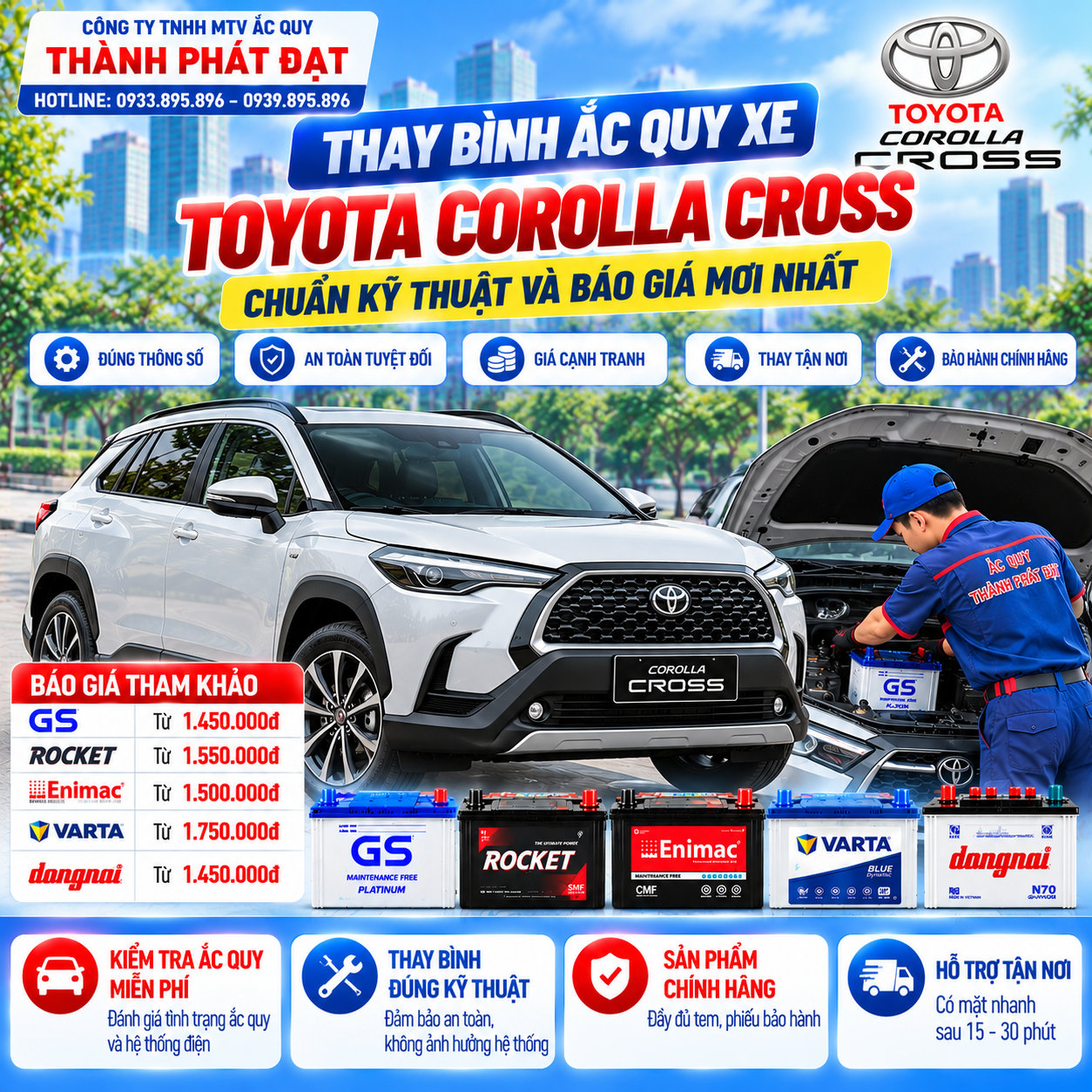 thay bình ắc quy xe Toyota Corolla Cross