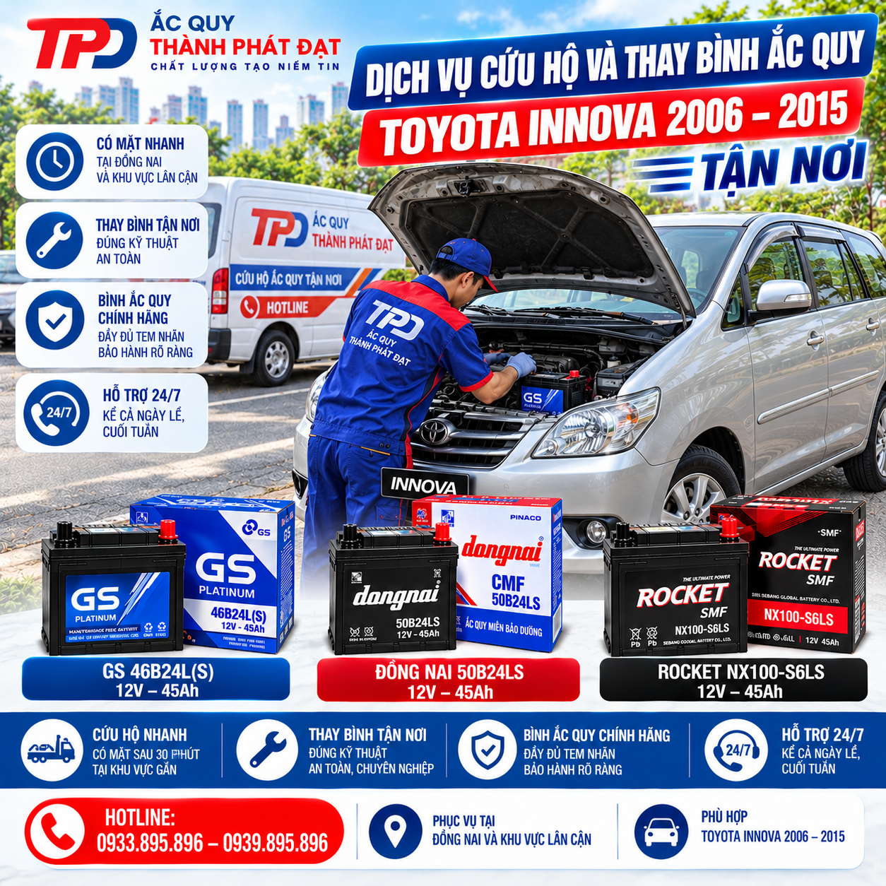 thay bình ắc quy Toyota Innova 2006–2015