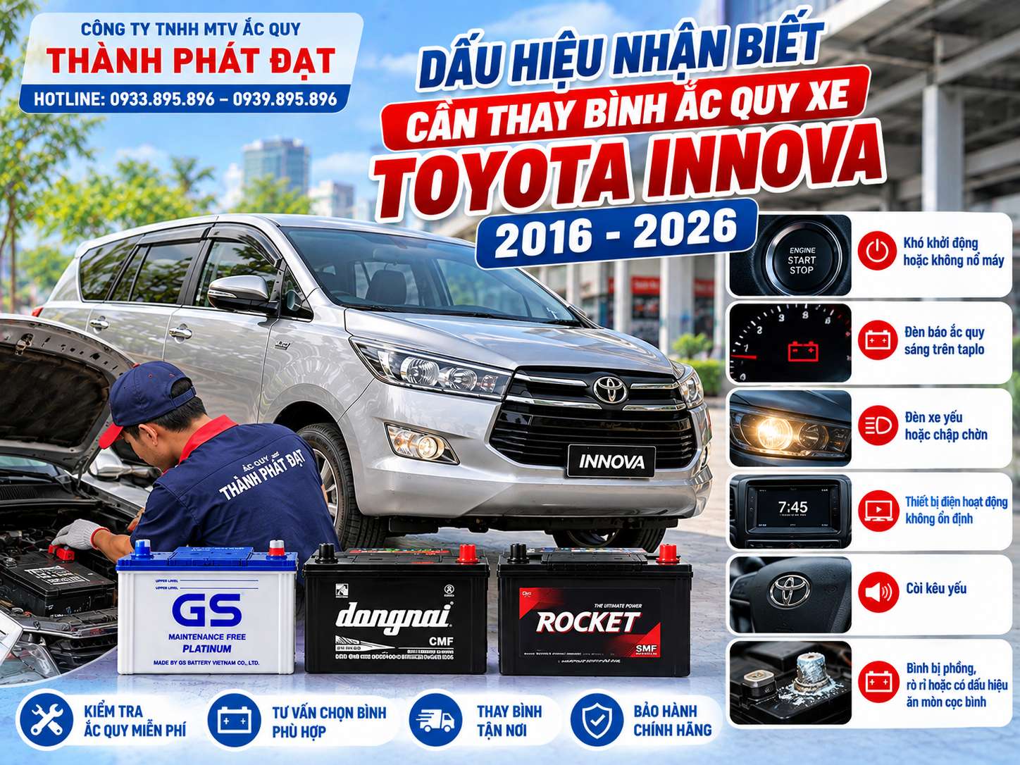 thay bình ắc quy xe Toyota Innova 2016-2026