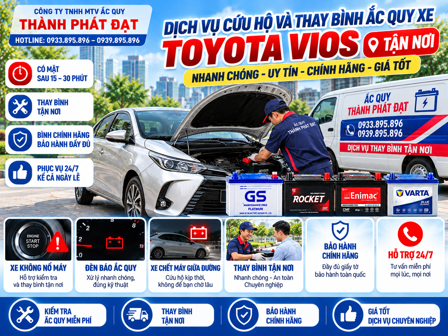 thay bình ắc quy xe Toyota Vios